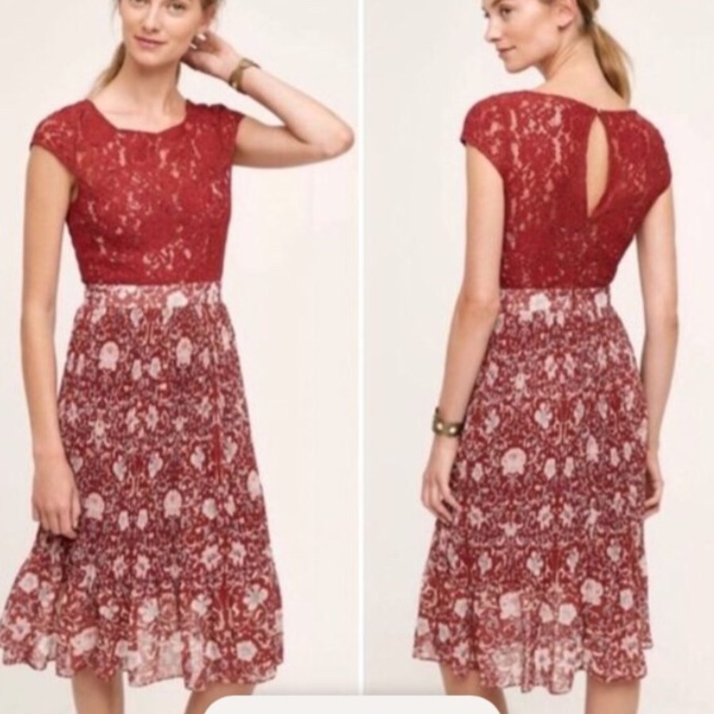 Anthropologie Tracy Reese Lace Pleated Midi Dress
